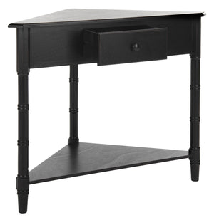 Safavieh Gomez Corner Table With Storage Drawer - Sleek, Space-Saving Design For Modern Living Spaces Distressed  Black AMH5709B