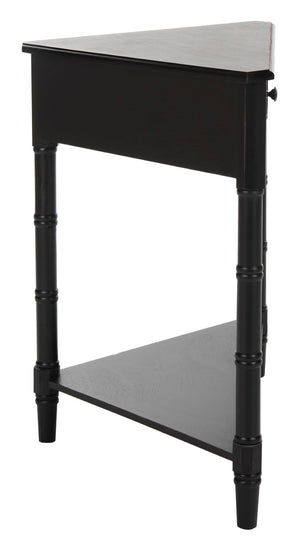 Safavieh Gomez Corner Table With Storage Drawer - Sleek, Space-Saving Design For Modern Living Spaces Distressed  Black AMH5709B