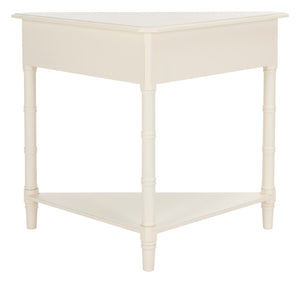 Safavieh Gomez Corner Table With Storage Drawer - Sleek, Space-Saving Design For Modern Living Spaces Distressed  Cream AMH5709C