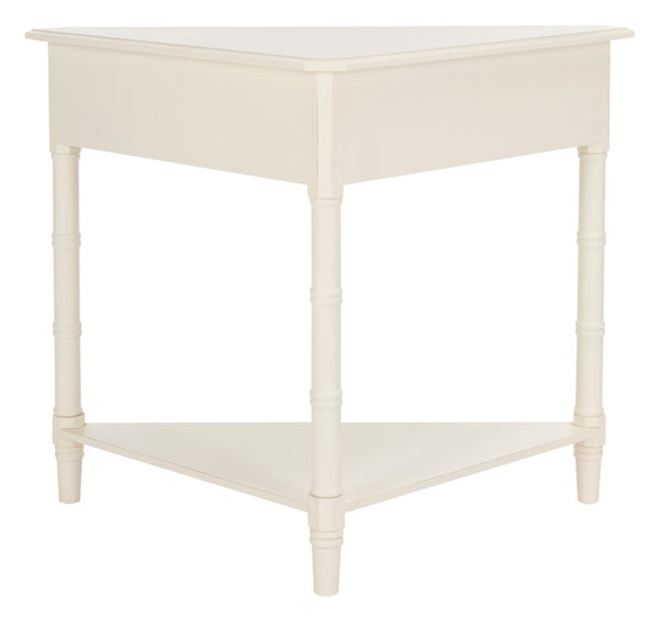 Safavieh Gomez Corner Table With Storage Drawer - Sleek, Space-Saving Design For Modern Living Spaces Distressed  Cream AMH5709C