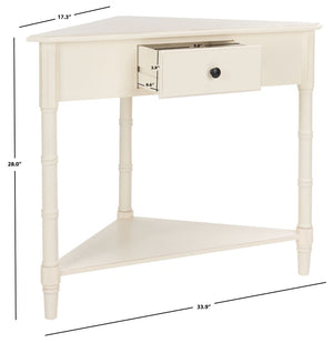 Safavieh Gomez Corner Table With Storage Drawer - Sleek, Space-Saving Design For Modern Living Spaces Distressed  Cream AMH5709C