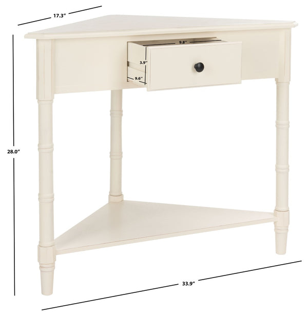 Safavieh Gomez Corner Table With Storage Drawer - Sleek, Space-Saving Design For Modern Living Spaces Distressed  Cream AMH5709C