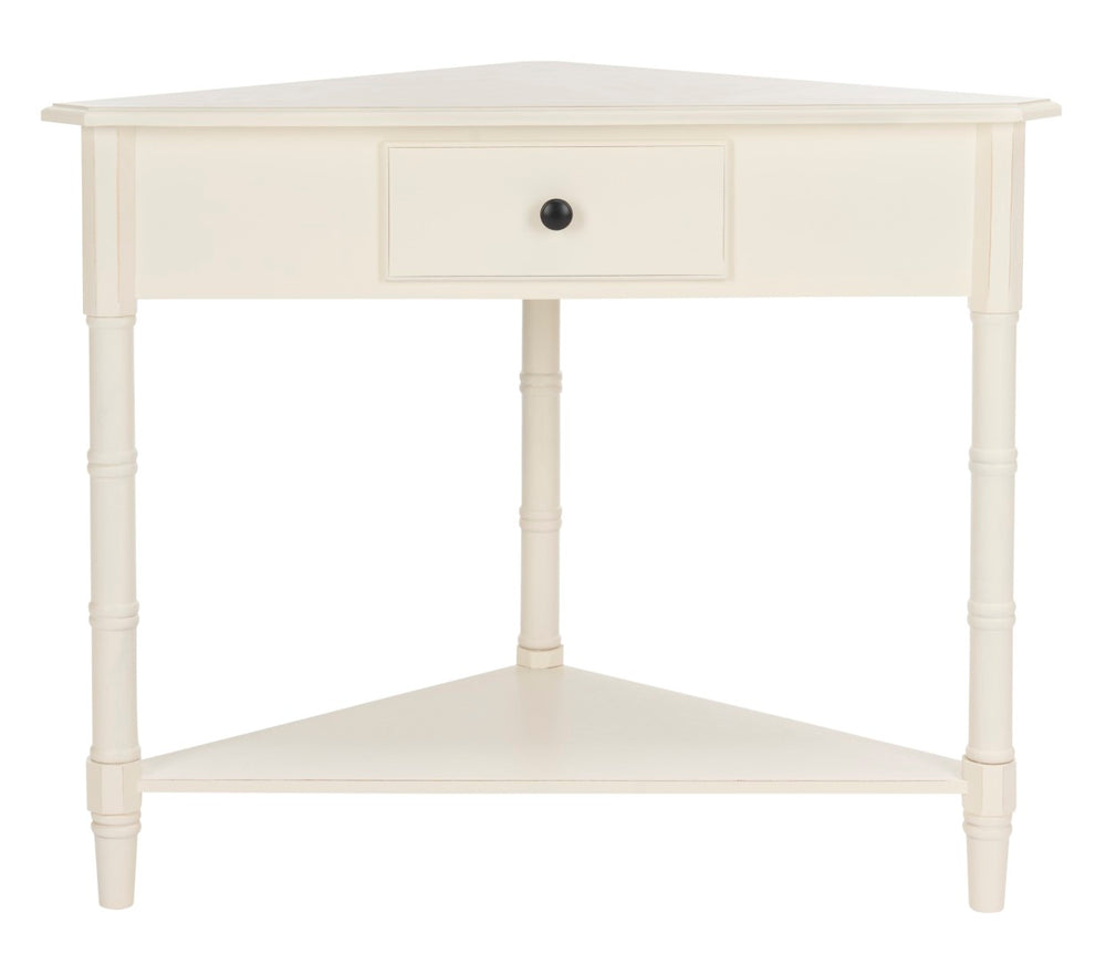 Safavieh Gomez Corner Table With Storage Drawer - Sleek, Space-Saving Design For Modern Living Spaces Distressed  Cream AMH5709C