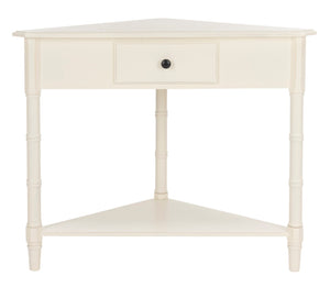 Safavieh Gomez Corner Table With Storage Drawer - Sleek, Space-Saving Design For Modern Living Spaces Distressed  Cream AMH5709C