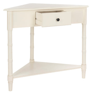 Safavieh Gomez Corner Table With Storage Drawer - Sleek, Space-Saving Design For Modern Living Spaces Distressed  Cream AMH5709C