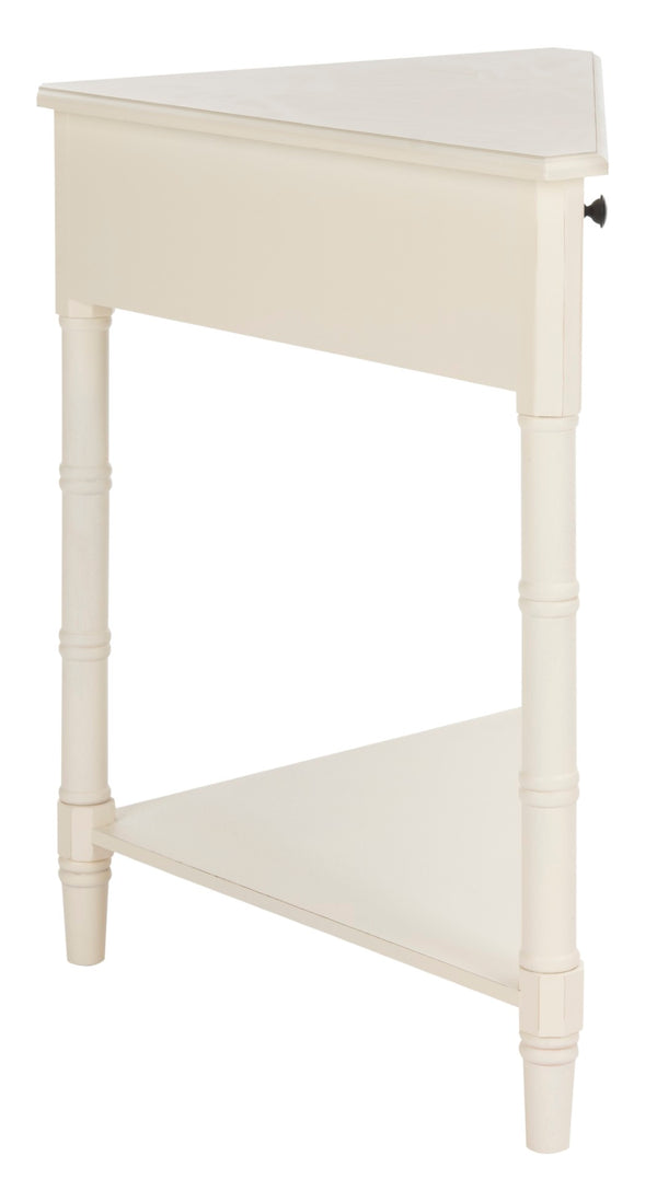 Safavieh Gomez Corner Table With Storage Drawer - Sleek, Space-Saving Design For Modern Living Spaces Distressed  Cream AMH5709C