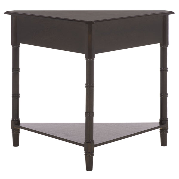 Gomez Compact Corner Table With Drawer And Shelf, Triangular Space-Saving Design For Small Rooms
