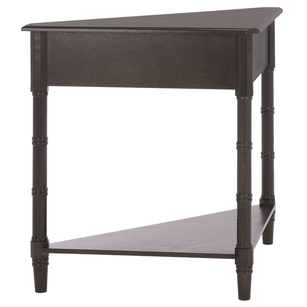 Gomez Compact Corner Table With Drawer And Shelf, Triangular Space-Saving Design For Small Rooms