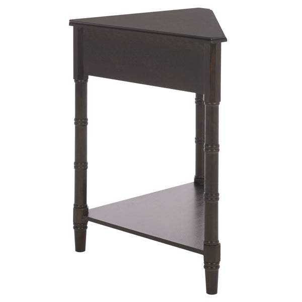 Gomez Compact Corner Table With Drawer And Shelf, Triangular Space-Saving Design For Small Rooms