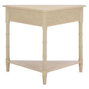 Gomez Compact Corner Table With Drawer And Shelf, Triangular Space-Saving Design For Small Rooms