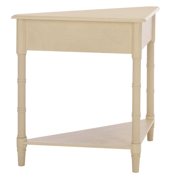 Gomez Compact Corner Table With Drawer And Shelf, Triangular Space-Saving Design For Small Rooms