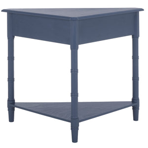 Gomez Compact Corner Table With Drawer And Shelf, Triangular Space-Saving Design For Small Rooms