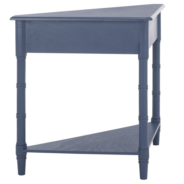 Gomez Compact Corner Table With Drawer And Shelf, Triangular Space-Saving Design For Small Rooms