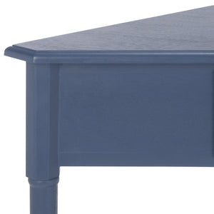 Gomez Compact Corner Table With Drawer And Shelf, Triangular Space-Saving Design For Small Rooms