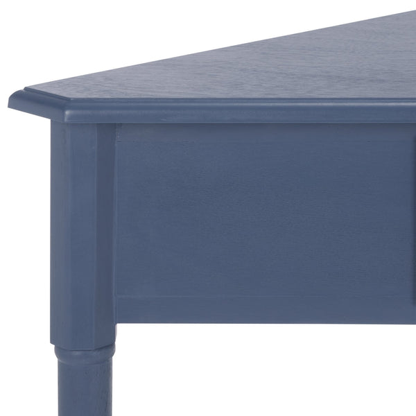 Gomez Compact Corner Table With Drawer And Shelf, Triangular Space-Saving Design For Small Rooms