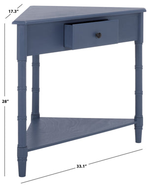 Gomez Compact Corner Table With Drawer And Shelf, Triangular Space-Saving Design For Small Rooms