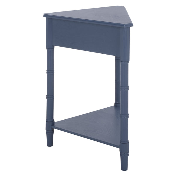 Gomez Compact Corner Table With Drawer And Shelf, Triangular Space-Saving Design For Small Rooms