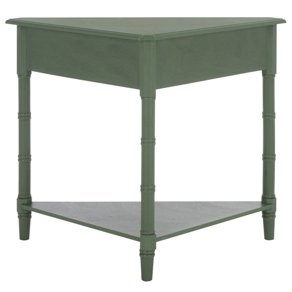 Gomez Compact Corner Table With Drawer And Shelf, Triangular Space-Saving Design For Small Rooms