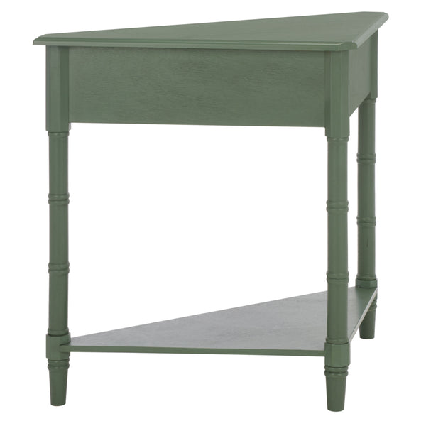 Gomez Compact Corner Table With Drawer And Shelf, Triangular Space-Saving Design For Small Rooms