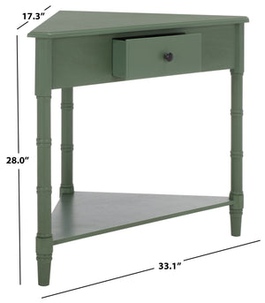 Gomez Compact Corner Table With Drawer And Shelf, Triangular Space-Saving Design For Small Rooms