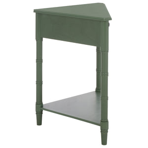 Gomez Compact Corner Table With Drawer And Shelf, Triangular Space-Saving Design For Small Rooms