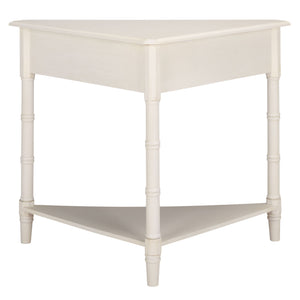 Gomez Compact Corner Table With Drawer And Shelf, Triangular Space-Saving Design For Small Rooms