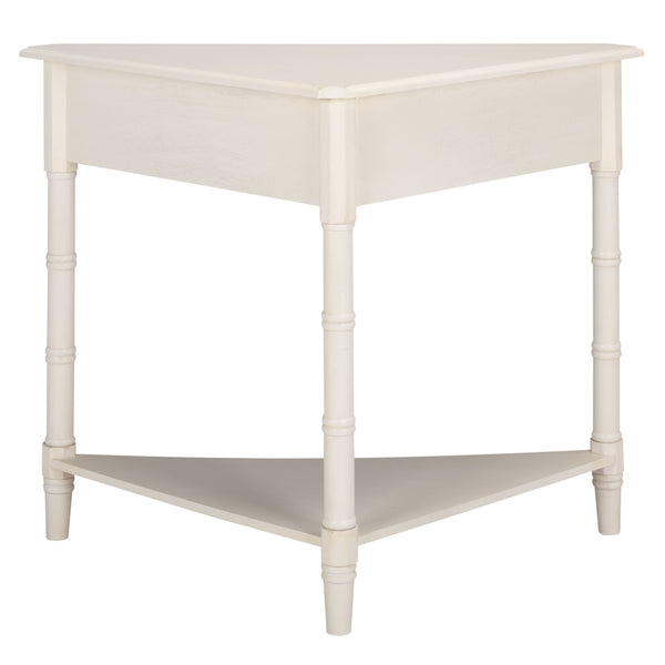 Gomez Compact Corner Table With Drawer And Shelf, Triangular Space-Saving Design For Small Rooms