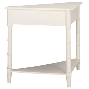 Gomez Compact Corner Table With Drawer And Shelf, Triangular Space-Saving Design For Small Rooms