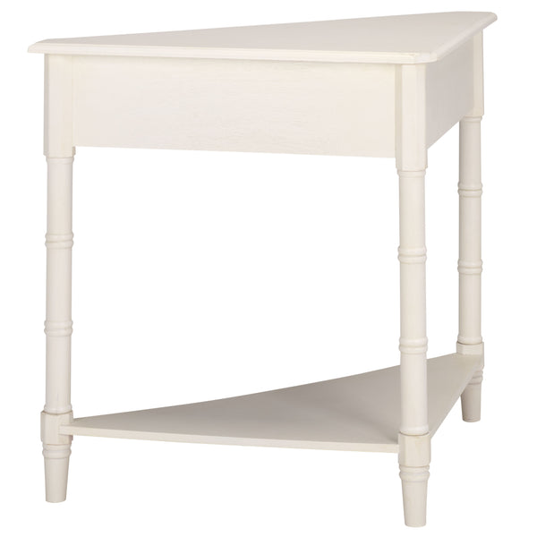 Gomez Compact Corner Table With Drawer And Shelf, Triangular Space-Saving Design For Small Rooms