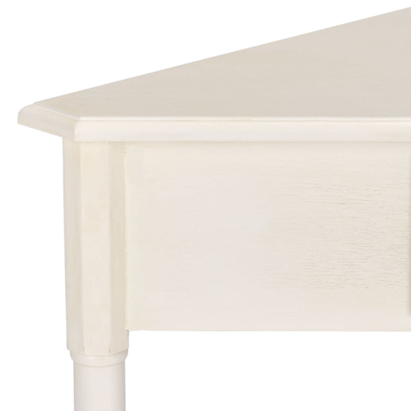 Gomez Compact Corner Table With Drawer And Shelf, Triangular Space-Saving Design For Small Rooms