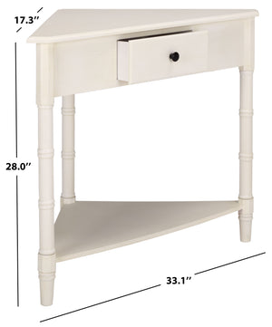 Gomez Compact Corner Table With Drawer And Shelf, Triangular Space-Saving Design For Small Rooms
