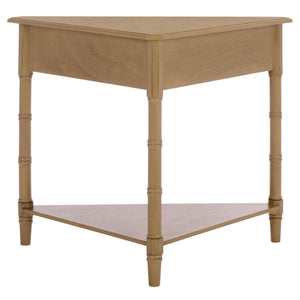 Gomez Compact Corner Table With Drawer And Shelf, Triangular Space-Saving Design For Small Rooms