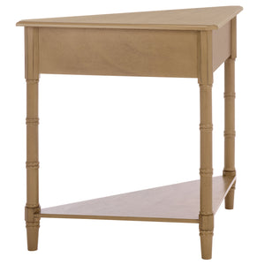 Gomez Compact Corner Table With Drawer And Shelf, Triangular Space-Saving Design For Small Rooms