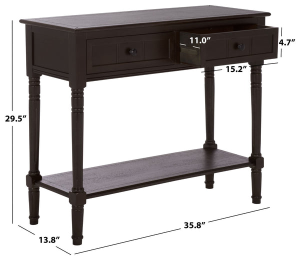 Safavieh SAMANTHA Console Table - Timeless Country Elegance with Classic Design for Entryway or Living Room Dark Chocolate AMH5710H
