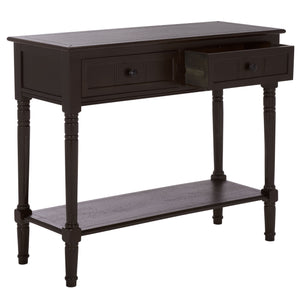 Safavieh Samantha Console Table – Rustic Charm With Classic Turned Legs And Carved Details For Any Space Dark Chocolate Solid Wood,Mdf,Aluminum Alloy Amh5710h