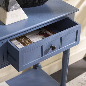 Safavieh Samantha Console Table – Rustic Charm With Classic Turned Legs And Carved Details For Any Space Blue Solid Wood,Mdf,Aluminum Alloy Amh5710k