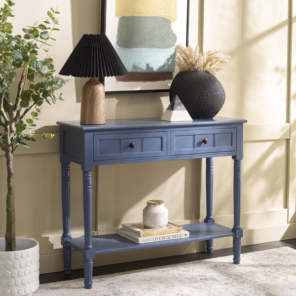 Safavieh Samantha Console Table – Rustic Charm With Classic Turned Legs And Carved Details For Any Space Blue Solid Wood,Mdf,Aluminum Alloy Amh5710k