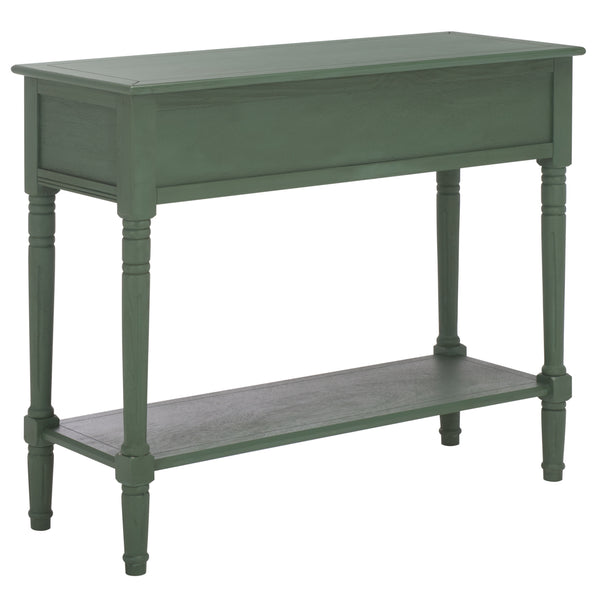 Safavieh Samantha Console - Rustic Dusty Green Pine Wood Beauty With Elegant Carved Details For Your Home Dusty Green Solid Wood,Mdf,Aluminum Alloy Amh5710l