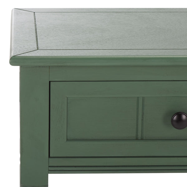 Safavieh Samantha Console - Rustic Dusty Green Pine Wood Beauty With Elegant Carved Details For Your Home Dusty Green Solid Wood,Mdf,Aluminum Alloy Amh5710l