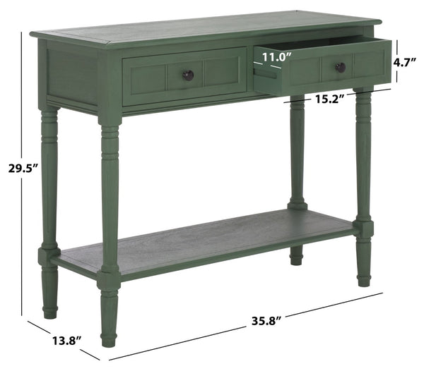 Safavieh SAMANTHA Console Table - Timeless Country Elegance with Classic Design for Entryway or Living Room Dusty Green AMH5710L