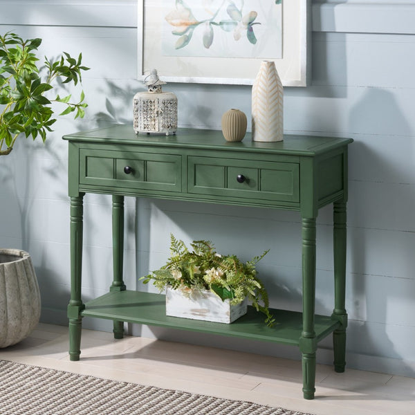 Safavieh SAMANTHA Console Table - Timeless Country Elegance with Classic Design for Entryway or Living Room Dusty Green AMH5710L