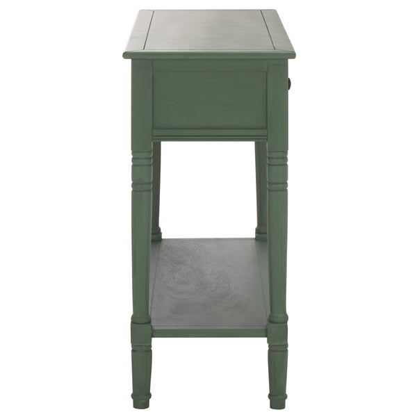 Safavieh Samantha Console - Rustic Dusty Green Pine Wood Beauty With Elegant Carved Details For Your Home Dusty Green Solid Wood,Mdf,Aluminum Alloy Amh5710l