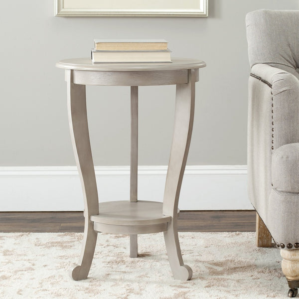 Safavieh Mary Pedestal Side Table - Elegant Vintage-Style Accent With Cabriole Legs And Two-Tier Design Vintage Grey AMH5711A