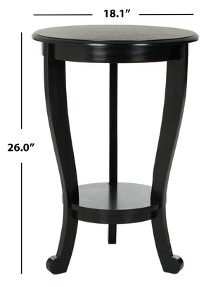 Safavieh Mary Pedestal Side Table - Elegant Vintage-Style Accent With Cabriole Legs And Two-Tier Design Distressed  Black AMH5711B