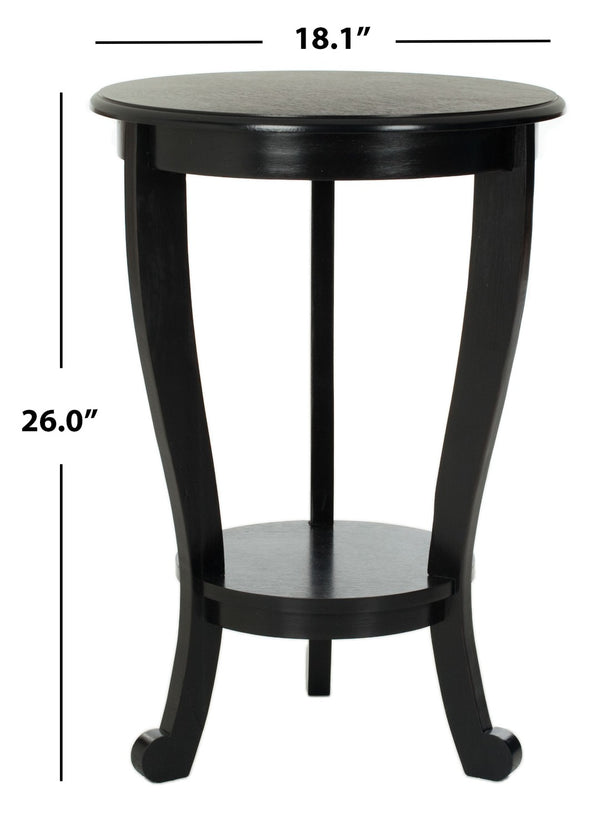 Safavieh Mary Pedestal Side Table - Elegant Vintage-Style Accent With Cabriole Legs And Two-Tier Design Distressed  Black AMH5711B