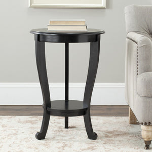 Safavieh Mary Pedestal Side Table - Elegant Vintage-Style Accent With Cabriole Legs And Two-Tier Design Distressed  Black AMH5711B