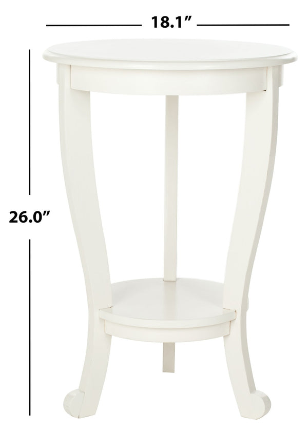 Safavieh Mary Pedestal Side Table - Elegant Vintage-Style Accent With Cabriole Legs And Two-Tier Design Distressed  Cream AMH5711C
