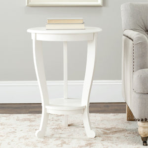 Safavieh Mary Pedestal Side Table - Elegant Vintage-Style Accent With Cabriole Legs And Two-Tier Design Distressed  Cream AMH5711C