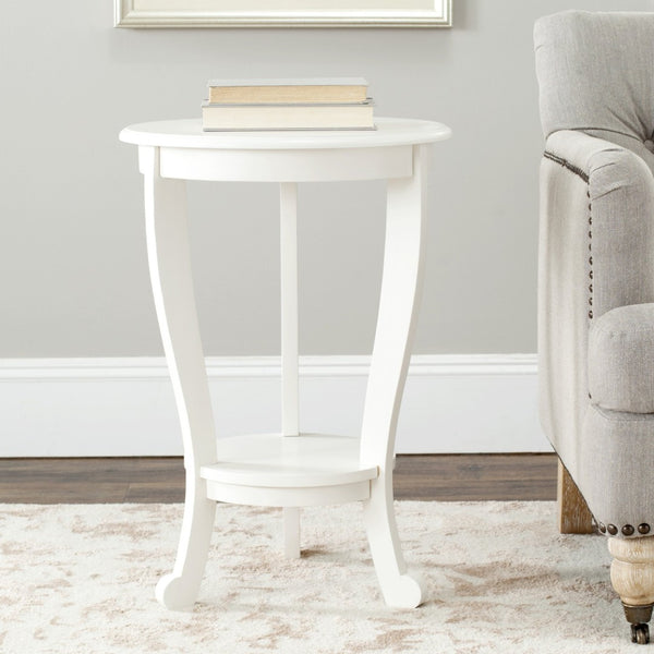 Safavieh Mary Pedestal Side Table - Elegant Vintage-Style Accent With Cabriole Legs And Two-Tier Design Distressed  Cream AMH5711C