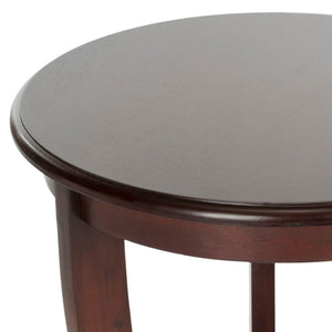 Safavieh Mary Pedestal Side Table - Elegant Vintage-Style Accent With Cabriole Legs And Two-Tier Design Dark Cherry AMH5711D